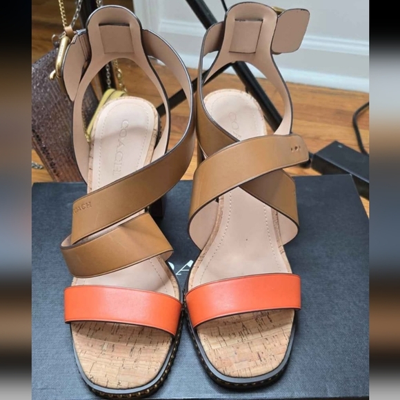 Coach Women's Tan and Orange Sandals - Picture 1 of 7
